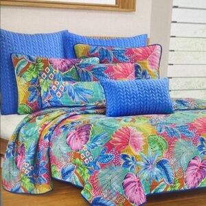J by J Queen Hanalei Tropical 2 Piece Quilt Set Twin Twin XL $270